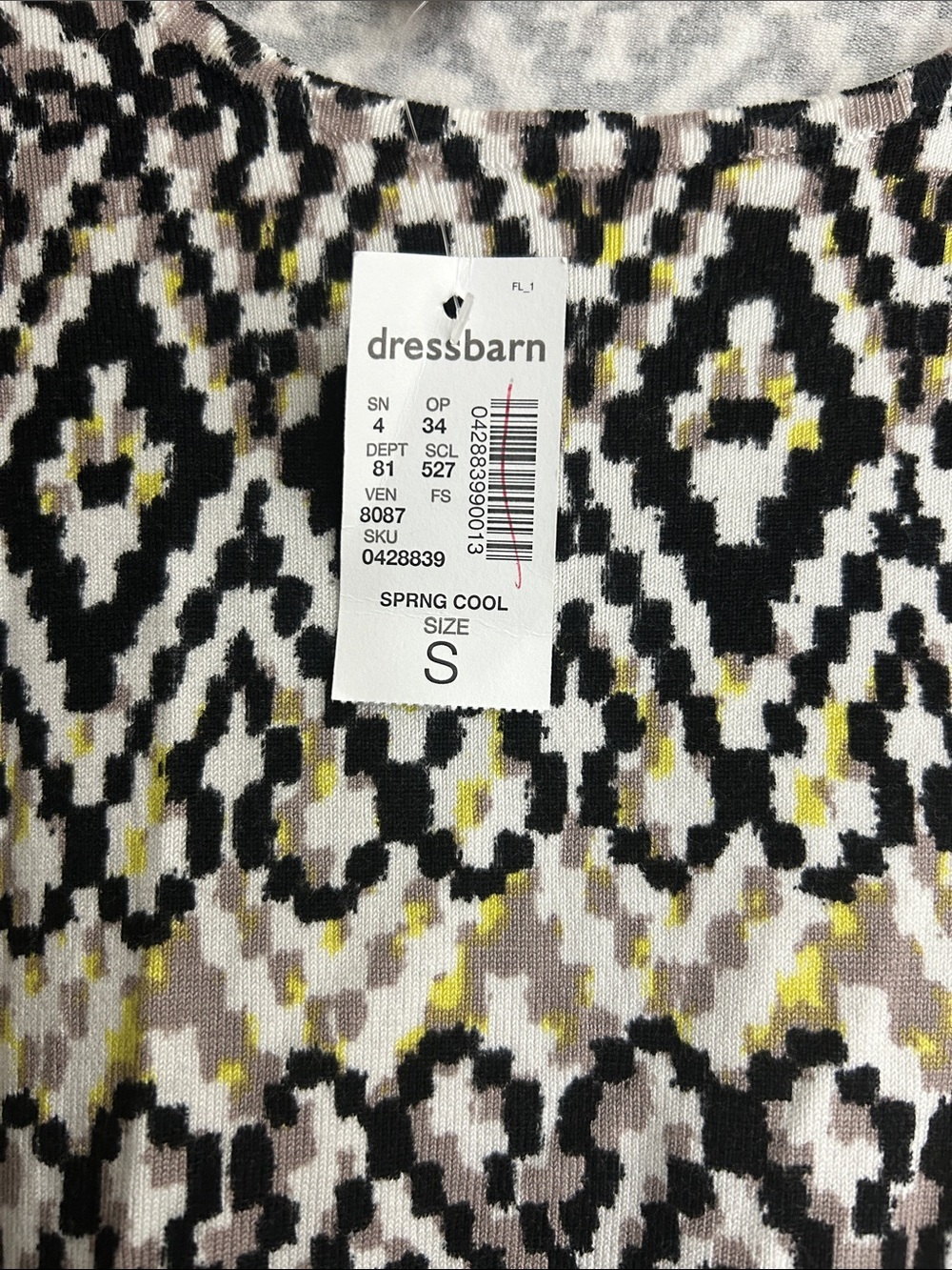 No Boundaries Black, Cream & Yellow Aztec Scoop Neck Long Sleeve Top - Picture 2 of 2